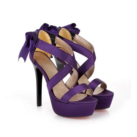 Purple Strappy High Heel Fashion Sandals With Bow On Luulla