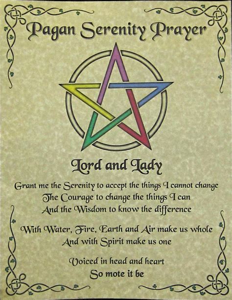 Pagan Serenity Prayer Parchment Poster Page Wicca Witch New Age