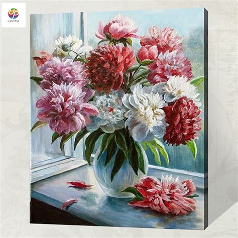Frameless Diy Digital Painting By Number Window Flower Vase Acrylic