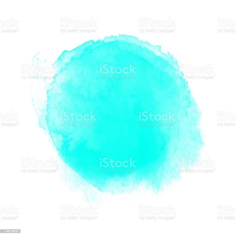 Turquoise Blue Watercolor Circle Splash Isolated On White Background