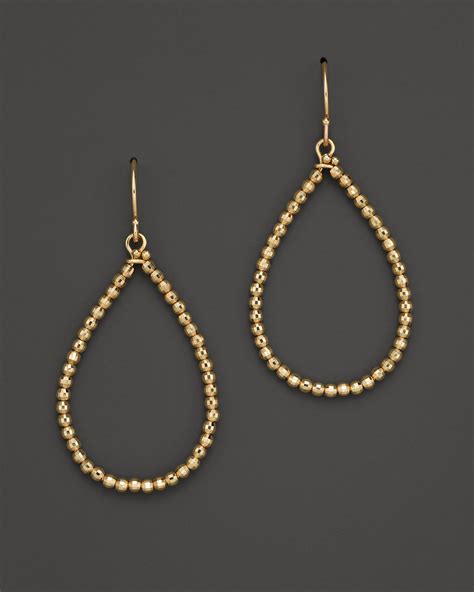 Lyst - Mizuki 14k Yellow Gold Faceted Bead Medium Teardrop Hoop