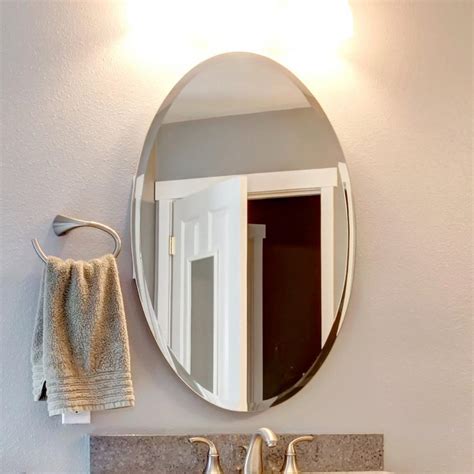 Fab Glass And Mirror 24 In X 48 In Oval Beveled Polish Frameless Wall