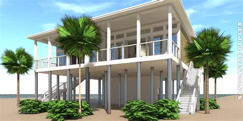 Modern Beach Duplex Tyree House Plans