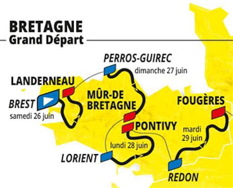 The grand départ of the 108th tour de france will take place in brest, brittany, on 26 june, and the race is scheduled to finish on sunday 18 july the route includes a double ascent of mount ventoux and a lot of pyrenean climbing in the final week. Tour de France 2021: Route and stages