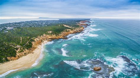 Aerial Panorama Of Sorrento Back Beach And Coastline Mornington Peninsula Melbourne Australia