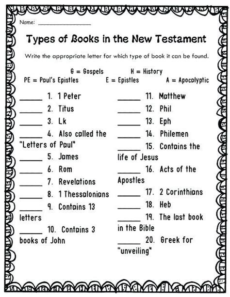 Books Of The Bible Worksheets Free Worksheets Master