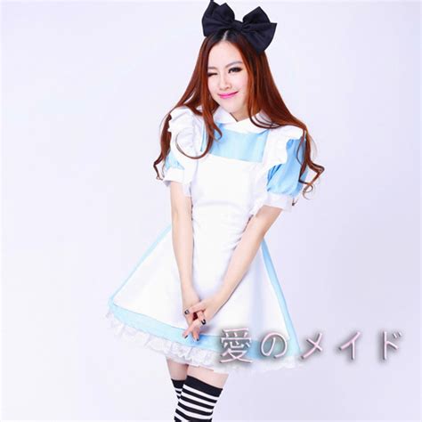 cosplay alice in wonderland super cute maid dress water blue maid dress cos anime costume 8001