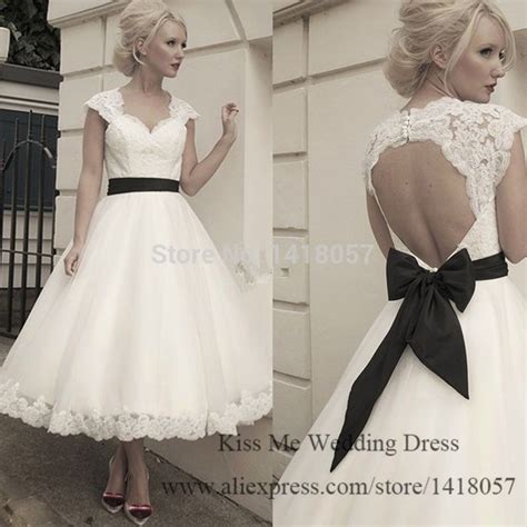2015 Vintage Short Wedding Dress Tea Length Lace Bridal