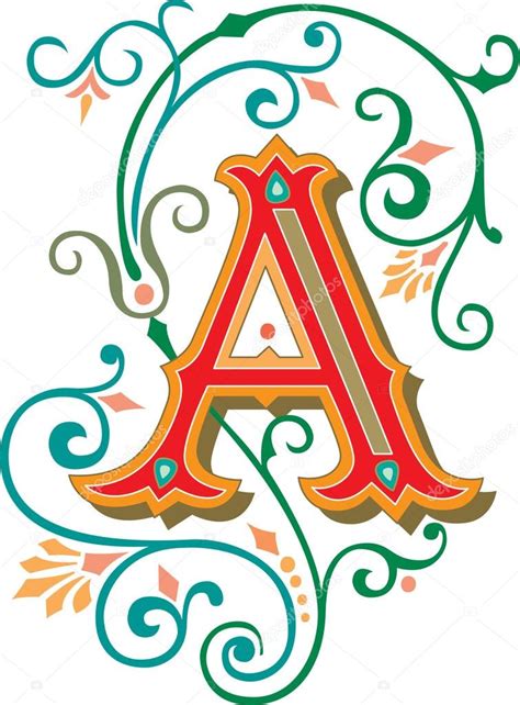 Beautifully Decorated English Alphabets Letter A — Stock Vector
