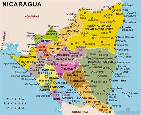 Large Detailed Administrative Map Of Nicaragua Nicaragua Large Detailed