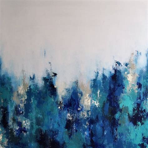 Original Abstract Palette Knife Painting Blue Grays