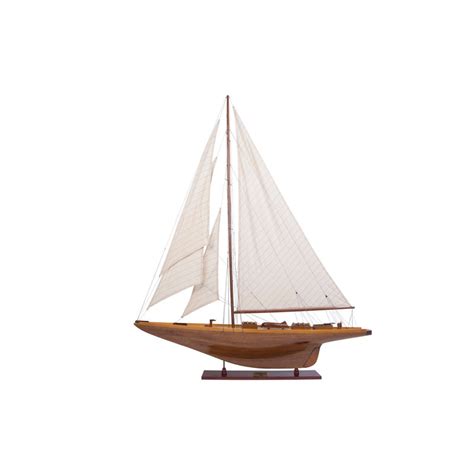 Shamrock Yacht Wood Model Sailboat Nautical Decor Home Accessories