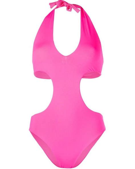 Fisico Cut Out Halterneck Swimsuit In Pink Lyst Uk