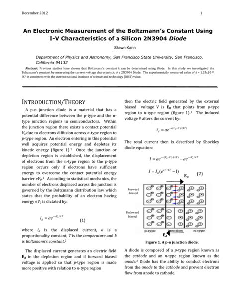 An Electronic Measurement Of The Boltzmann`s Constant Using I
