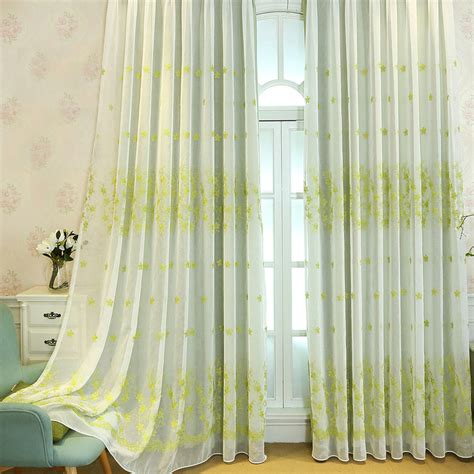 Lined Voile Curtain Touch Of Grace Green Embroidered Sheer Curtain