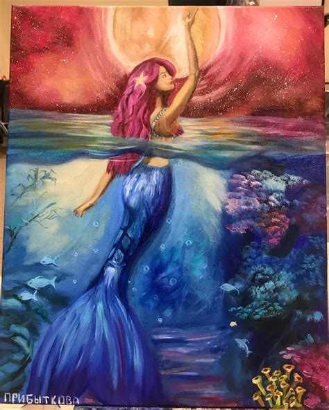 ♀️ Mermaid Painting By Daria Pribytkova Artmajeur