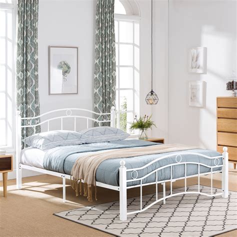 Noble House Yarel Contemporary Iron Queen Bed Frame White
