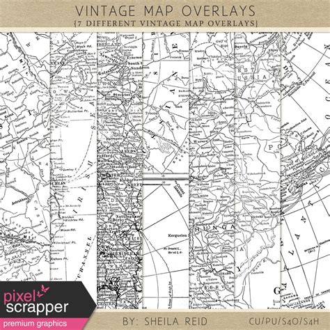 Vintage Map Overlays Kit By Sheila Reid Graphics Kit Digitalscrapbook