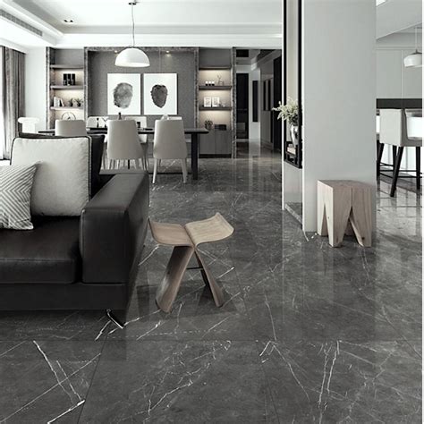 Marmo Grey Marble Effect Rectified Polished Porcelain Floor Tiles