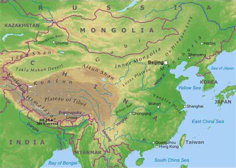 33 Topographical Map Of China Maps Database Source