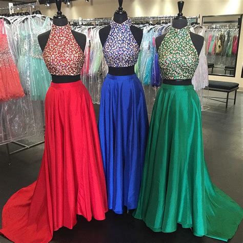 Prom Dress Two Piece Prom Dresses Prom Gown Sexy Prom Dress Beaded Party Dress Backless Prom