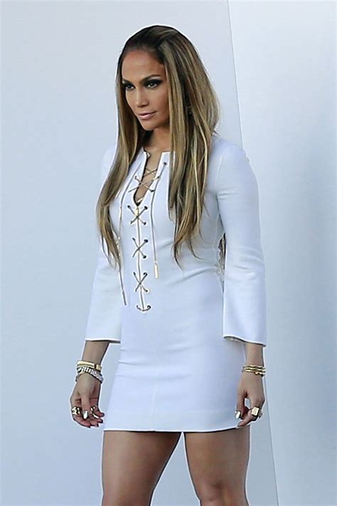 Jennifer Lopez In White Dress On The Set Of American Idol In Hollywood