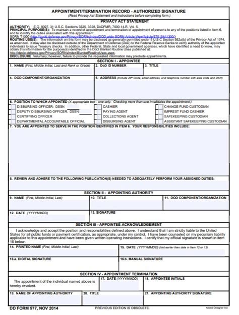 Download Dd 577 Fillable Form