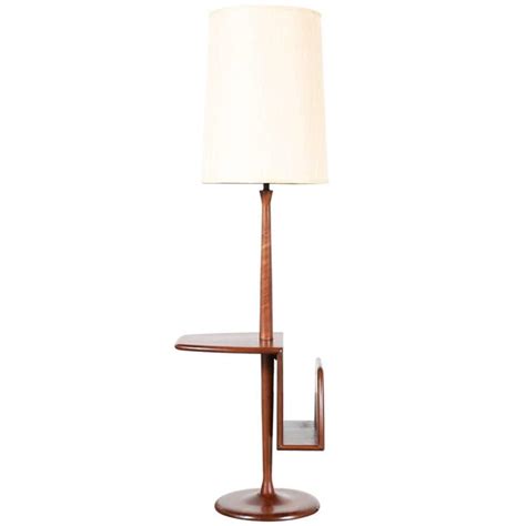 Mid Century Walnut Floor Lamp With Magazine Side Table By Laurel At 1stdibs