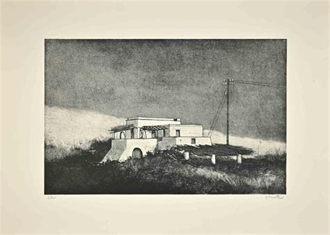 Enotrio Pugliese Landscape Etching By Enotrio Pugliese 1960s For