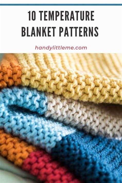 Knitted Blankets With Text Overlay That Reads 10 Temperature Blanket