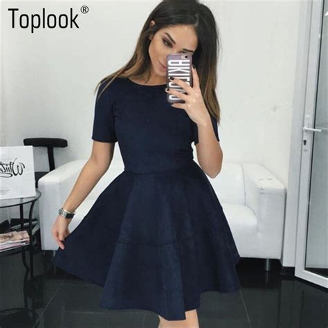 store product toplook blue pleated dress short sleeve vintage suede o n