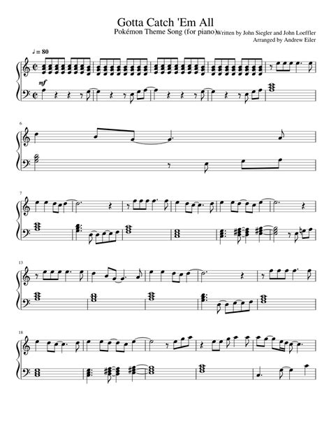 gotta catch em all pokemon theme song sheet music for piano download free in pdf or midi