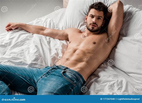 Shirtless Man In Jeans Royalty Free Stock Photography Cartoondealer Com