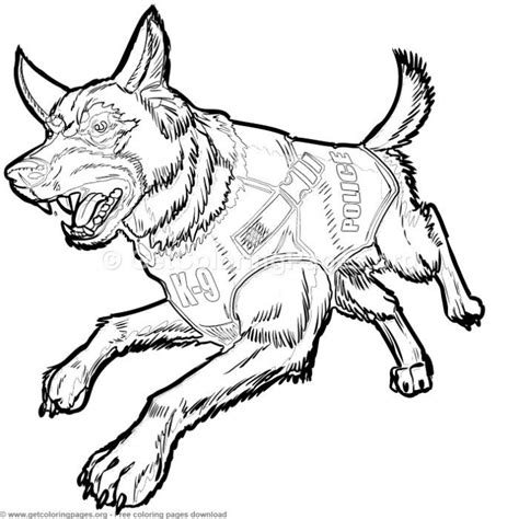 Police K 9 German Shepherd Dog With Bulletproof Vest Coloring Pages