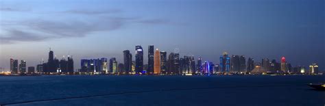 Evening Skyline Of Doha Qatar Stock Photo Image Of Landscape Hour