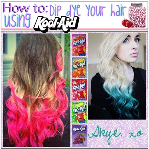 Immediately pour the concoction into a container, bowl, or cup (whatever you next pick how much of your hair you want to be dyed. HOW TO DIP DYE HAIR WITH KOOL-AIDS💋 - Musely