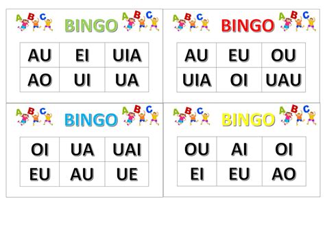 Bingo encontro vocálico Atividades