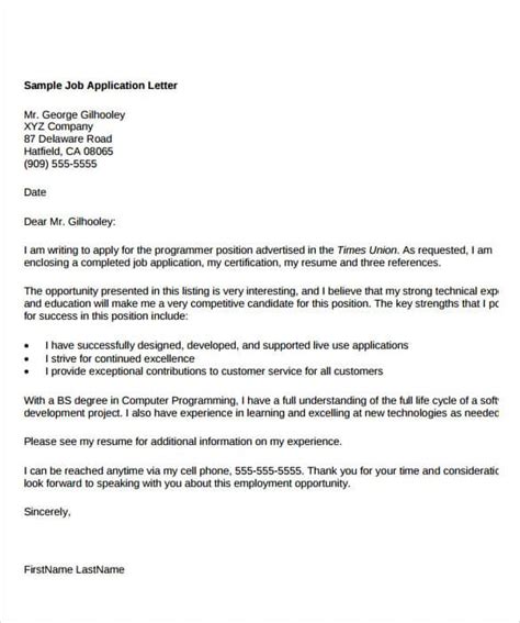 A generic cover letter could. 7+ Application Letter Samples - Sample Letters Word