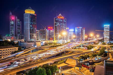 Bustling Beijing International Trade Bridge Background Scenery City