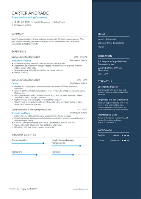 Freelance Marketing Consultant Resume Examples Guide For 2023 Layout