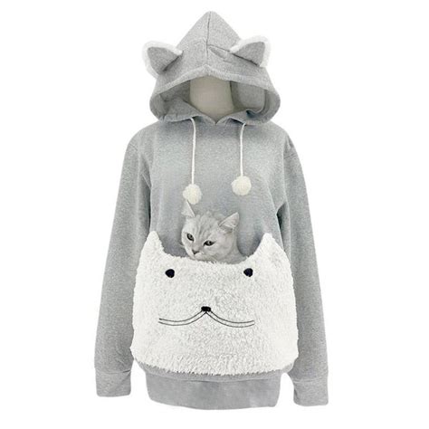 Cat Pouch Hoodie With Ears Cat Pocket Sweatshirt T For Cat