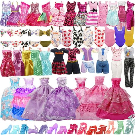 35 Pack Handmade Doll Clothes Including 5 Wedding Gown Dresses 5 Fashion Dresses 4 Braces Skirt