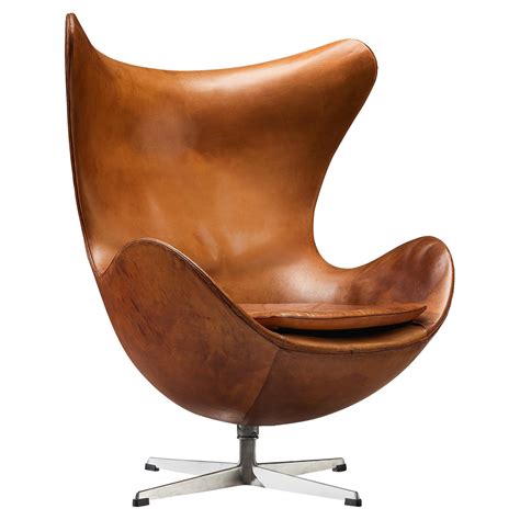 Vintage Egg Chair In Brown Leather By Arne Jacobsen At 1stdibs