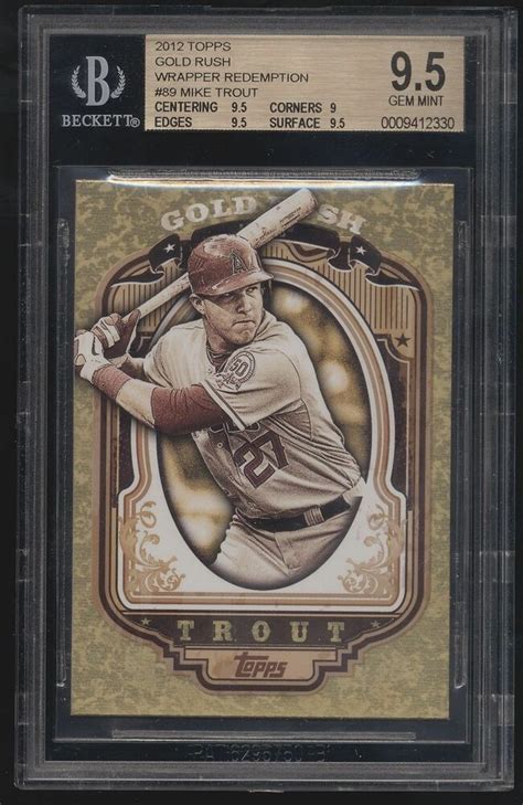 2012 Topps Gold Rush Mike Trout Wrapper Redemption Rc Bgs 95 Gem Mint