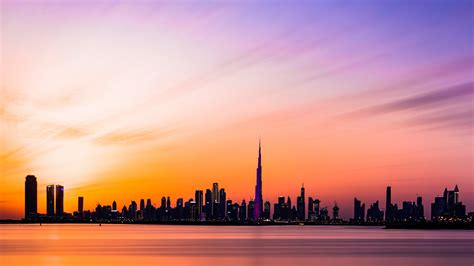 Dubai City Wallpaper 4k Burj Khalifa Skyline Silhouette