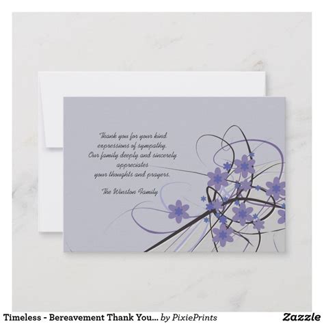 Timeless Bereavement Thank You Notecard Zazzle Print Thank You