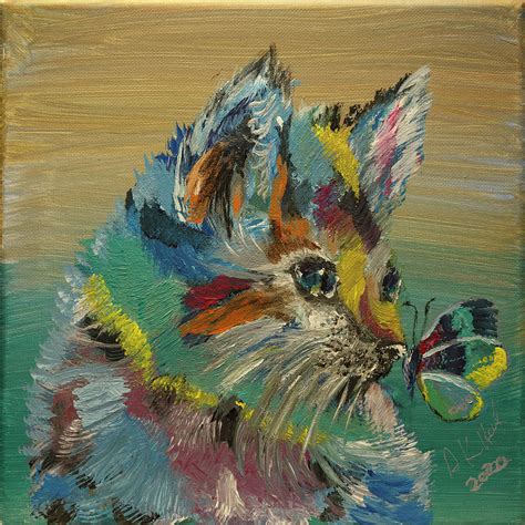 Cat And Butterfly Painting By Andreas Hohl Fine Art America