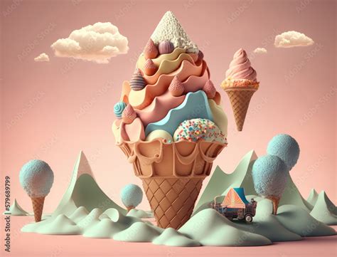 Ice Cream Ice Cream Land Fairy Tale Landscape Made In Ice Cream