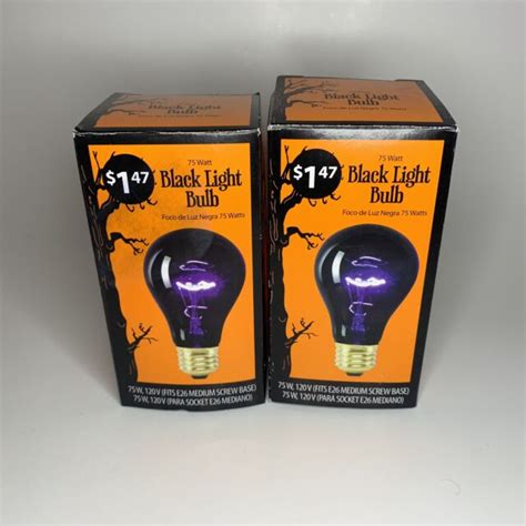 Black Light 2 Bulb 75 Watt Halloween Fits E26 Medium Screw Base For