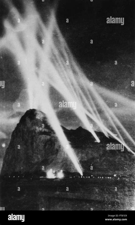 Searchlights Over Gibraltar During World War Ll Stock Photo Alamy